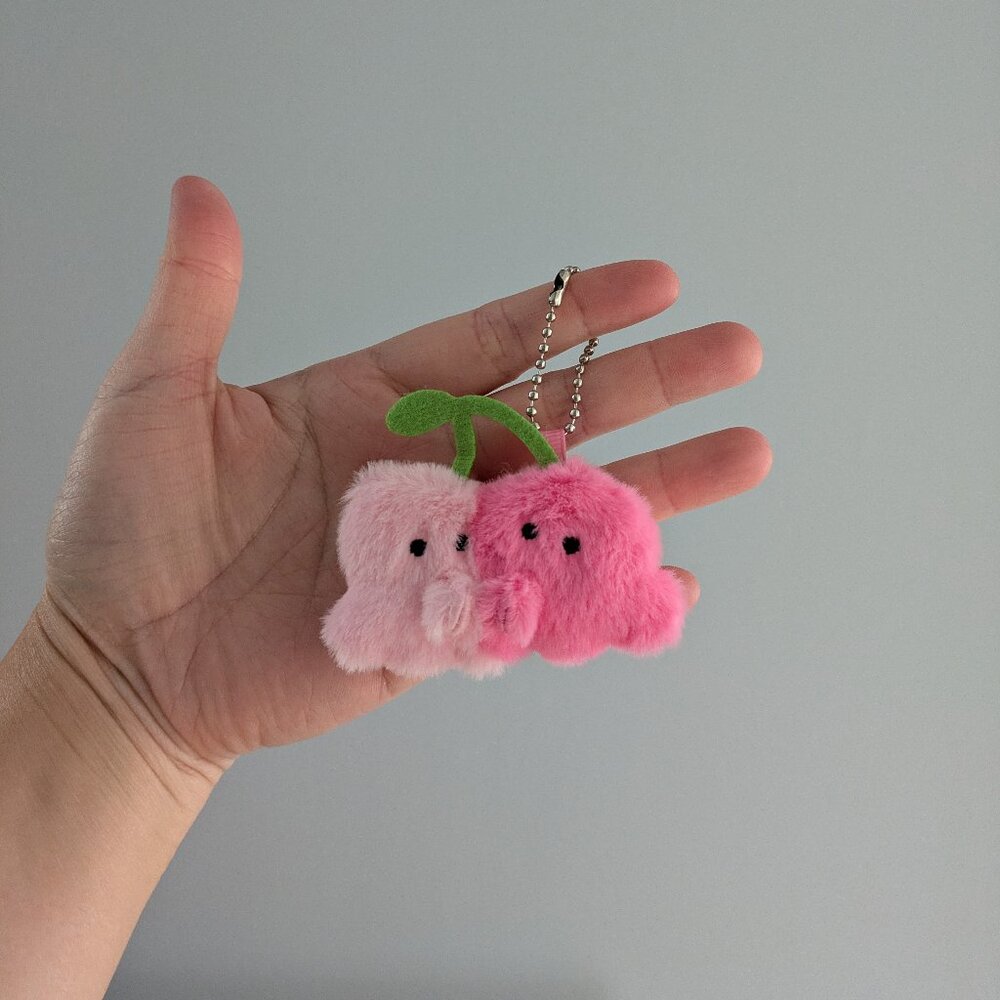 Mini Ghostie Plush Magnet and Keychain Cherries
